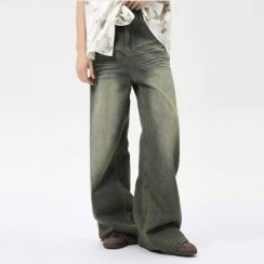 3Pcs Mens Vintage Blank Denim Wide Leg Pants