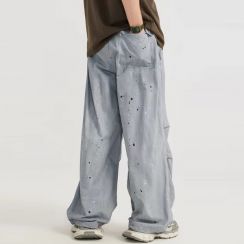 Mens Wash Ink Quick Dry Wide Leg Woven Pants